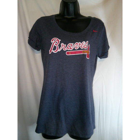 Nike Braves MLB T-Shirt Women's Baseball Graphic Tee Slim Fit L‎ - Picture 1 of 3